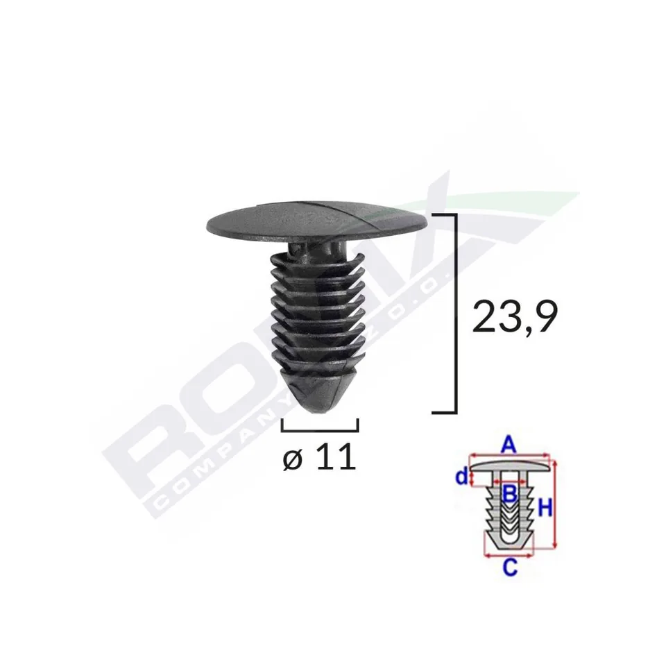 Clips Tapiterie Pentru Gm 11X23.9Mm - Negru Set 10 Buc, imagine produs