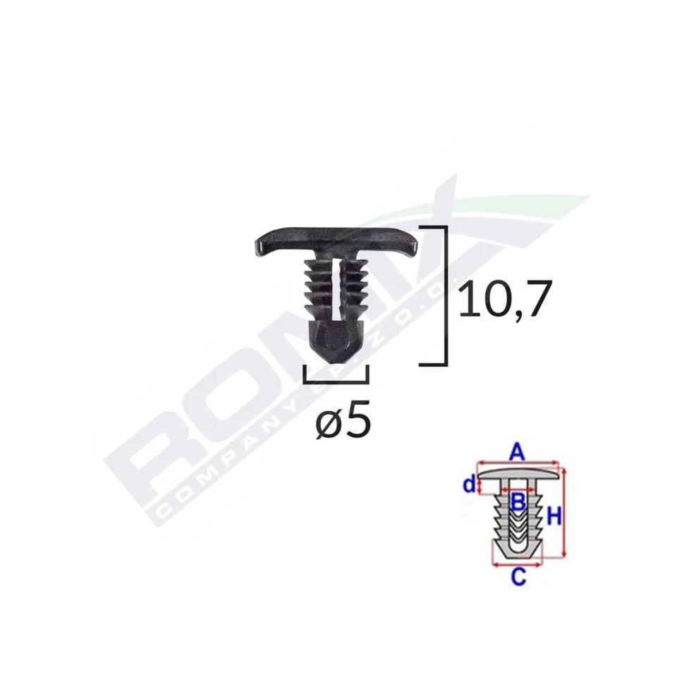 Clips Tip Garnitura Pentru Seat/Vw 5X10.7Mm - Negru Set 25 Buc, imagine produs