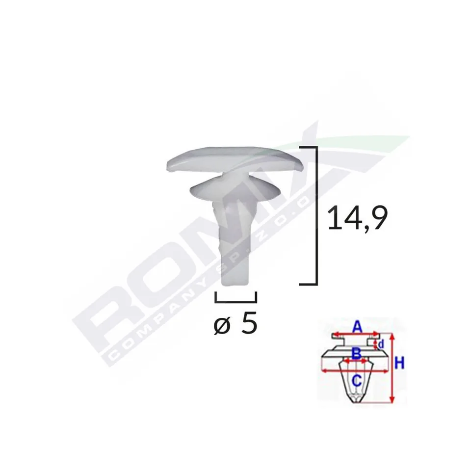 Clips Garnituri Pentru Mitsubishi/Toyota/Honda/Hyundai/Lexus 5X14.9Mm - Alb Set 10 Buc, imagine produs