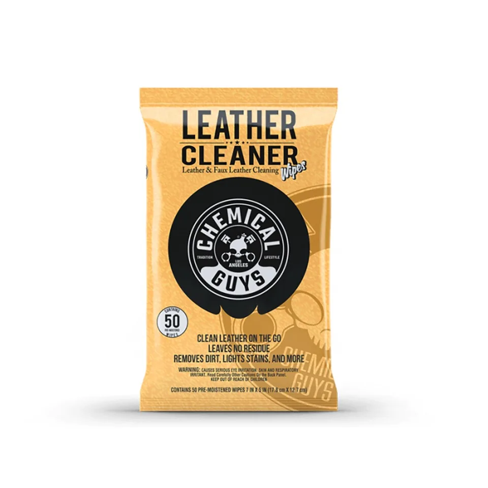 Servetele umede pentru curatarea si hidratarea pielii ChemicalGuys LEATHER CLEANER WIPES, 50 de servetele, imagine produs