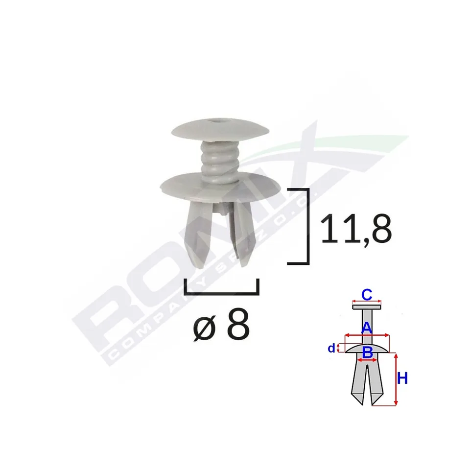 Clips Fixare Pentru Vw 8X11.8Mm - Gri Set 10 Buc, imagine produs