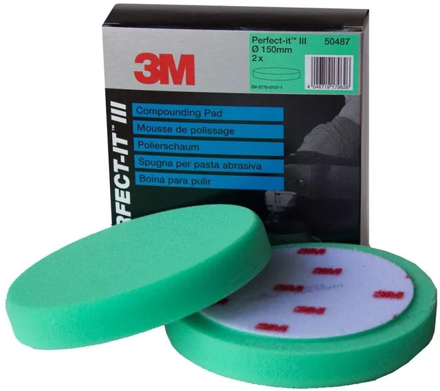 Burete polish abraziv verde 3M Compounding Pad, 150mm, imagine produs