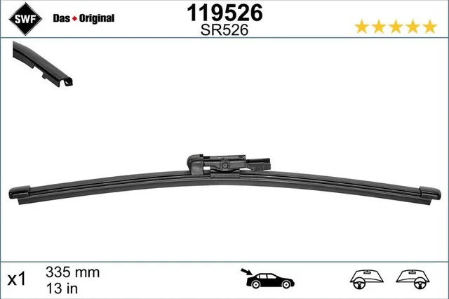 Stergator luneta fara rama 335 mm SWF Wiper FB REAR LHD/RHD 119526, imagine produs