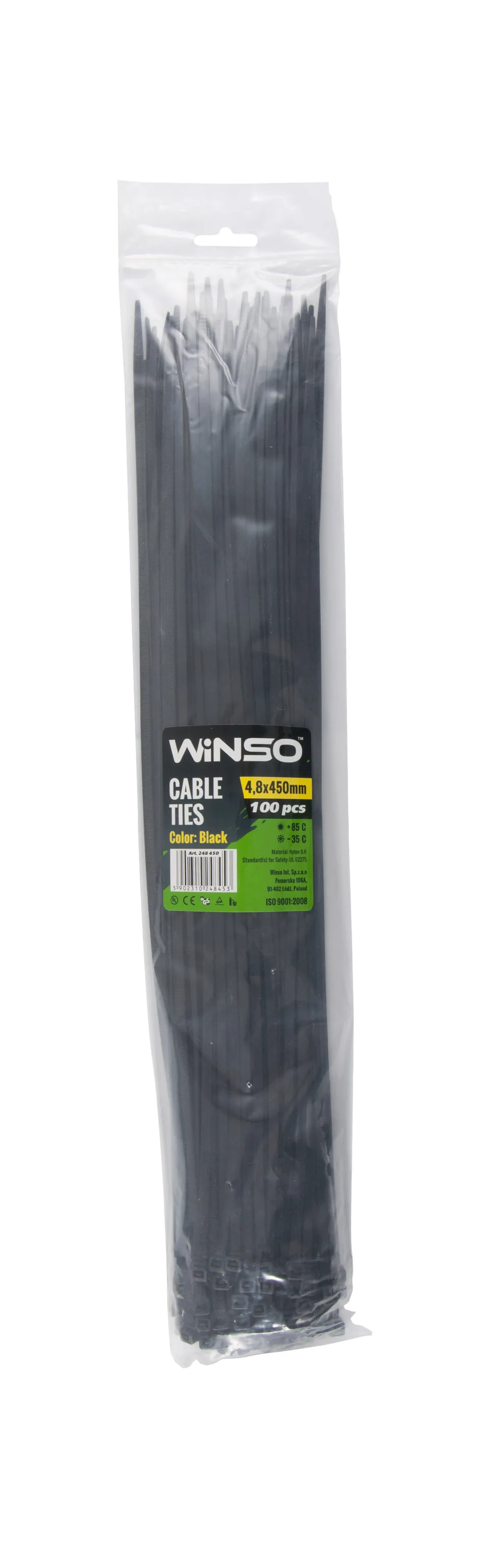 Coliere plastic negru 4.8x450 mm set 100 buc Winso 248450, imagine produs