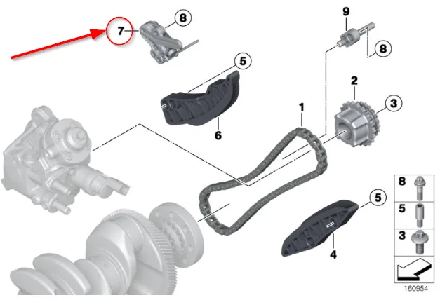 Intinzator lant distributie inferior BMW 13527797905 compatibil cu BMW E90, imagine produs