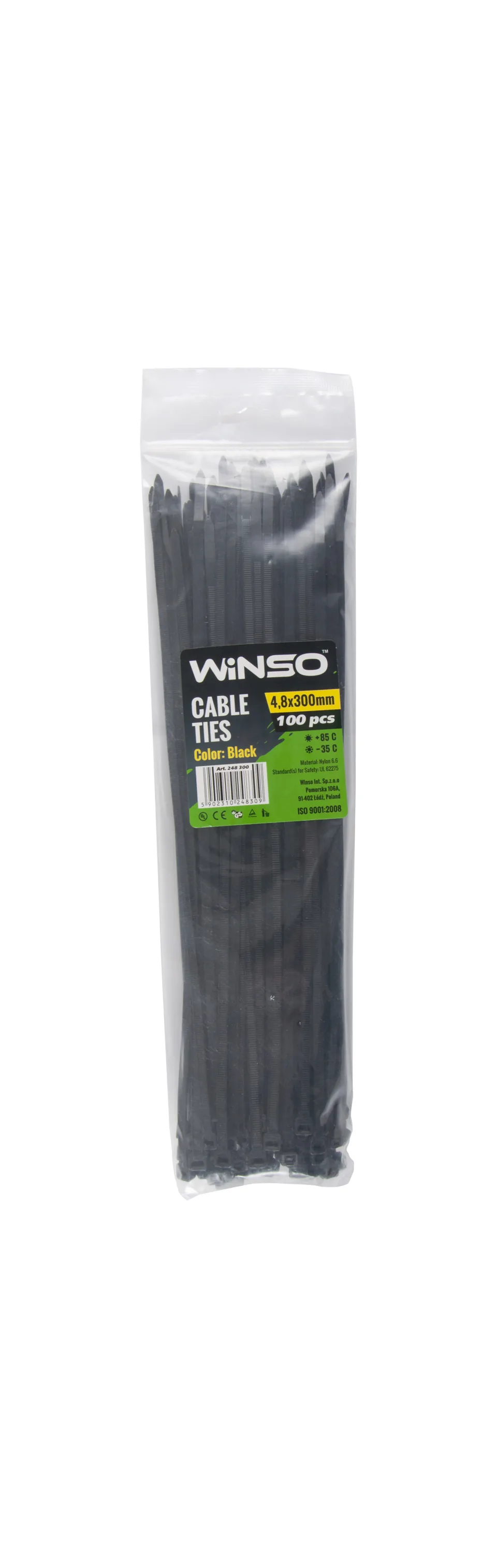 Coliere plastic negru 4.8x300 mm set 100 buc Winso 248300, imagine produs