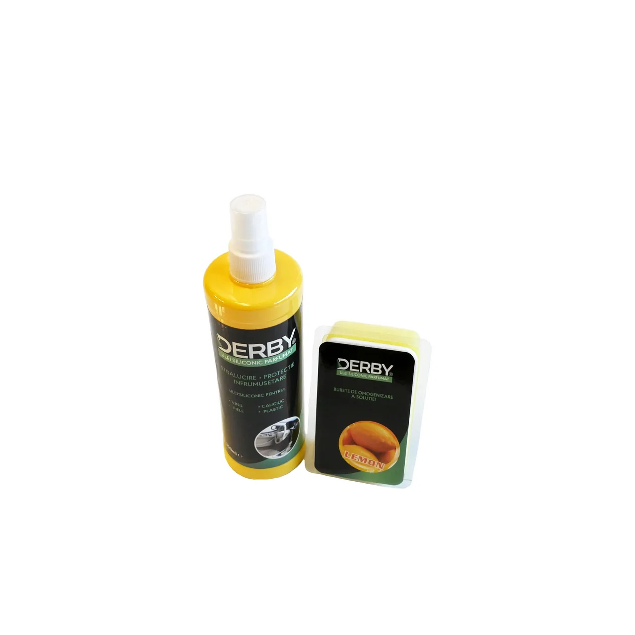 Curatare interior auto DERBY Ulei siliconic bord Lamaie 300 ml burete I4369, imagine produs