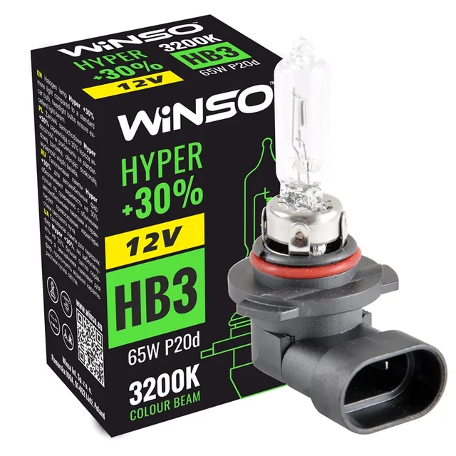 Bec halogen HB3 12V 65W 30% 3200K Winso Hyper P20d, imagine produs