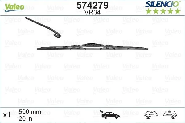 Stergator luneta cu rama 500 mm Valeo Silencio Performance 574279, imagine produs