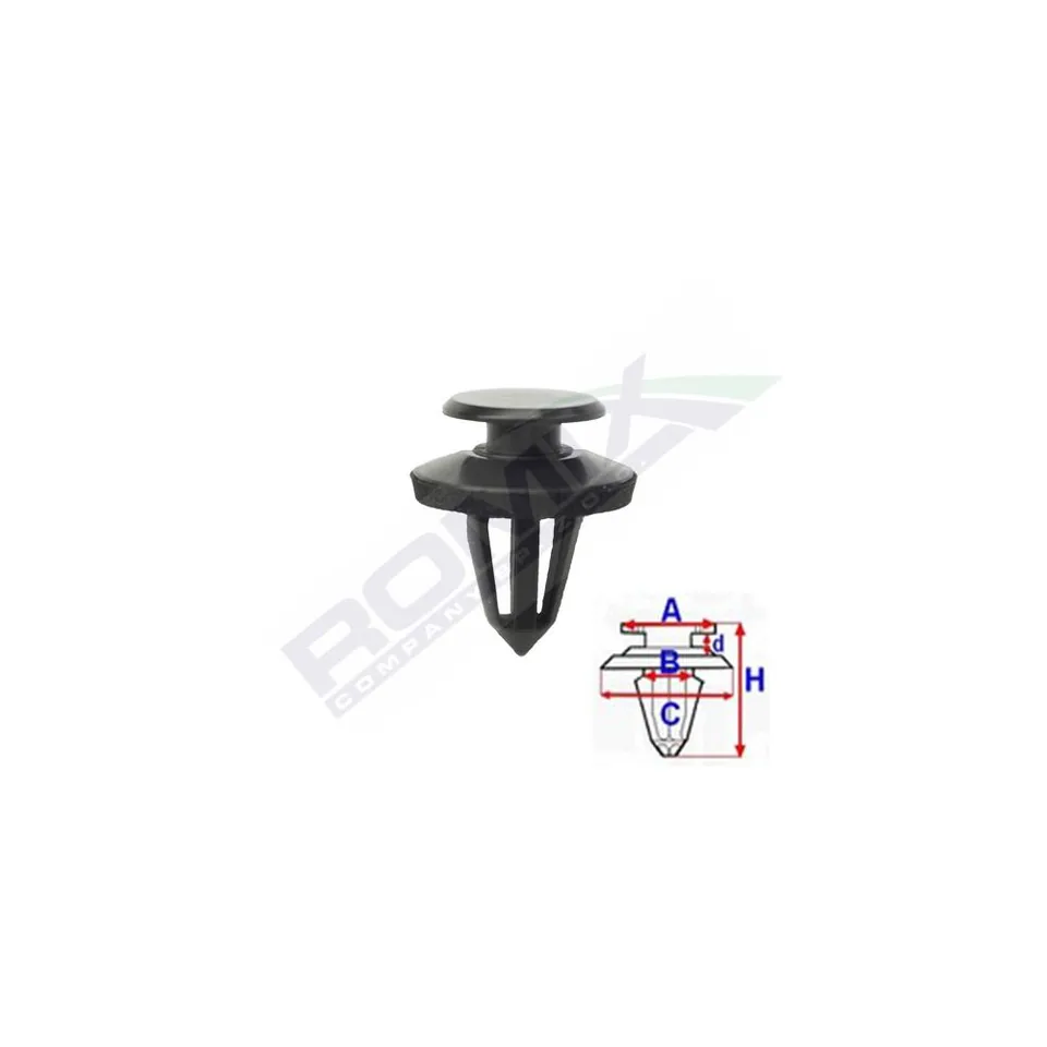 Clipsuri auto tapiterie 8x21.4mm negru ROMIX set 10 buc, imagine produs
