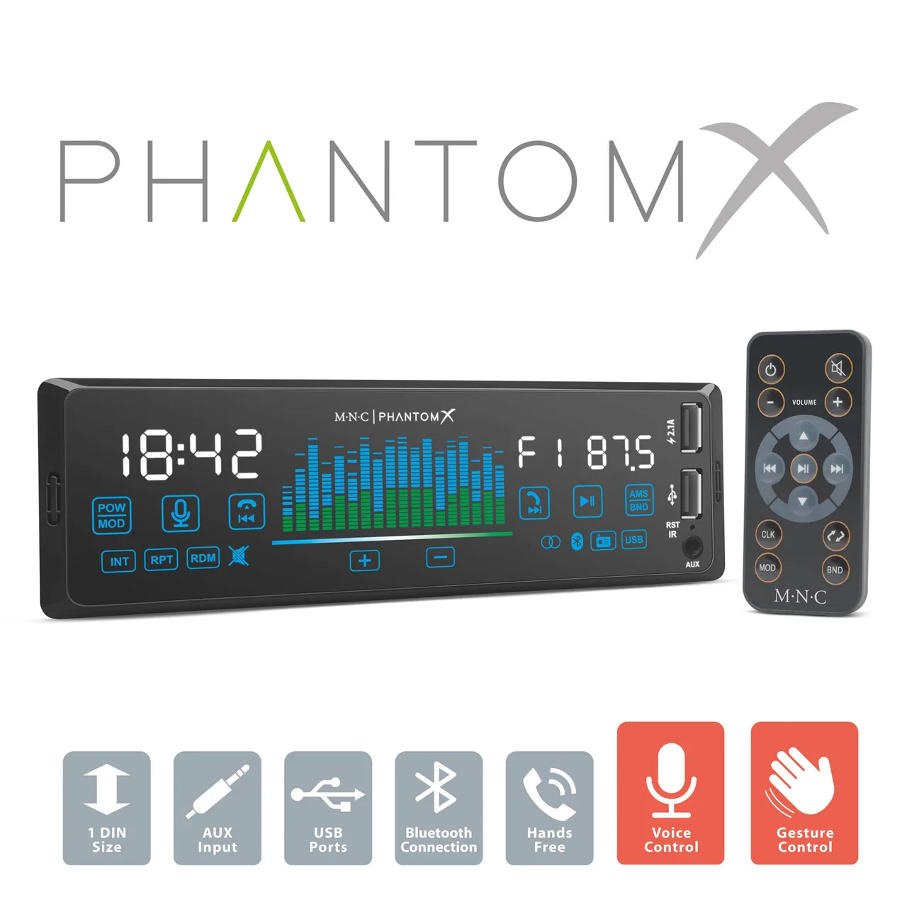 Radio navigatie 1 din MP3 Bluetooth Carguard PhantomX 39752, imagine produs