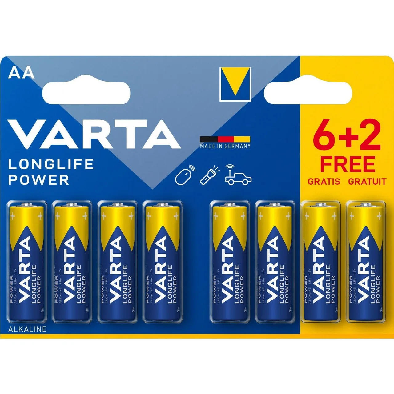 Baterii Varta LongLife Power AA LR6 1.5V 8 buc 4906121428, imagine produs