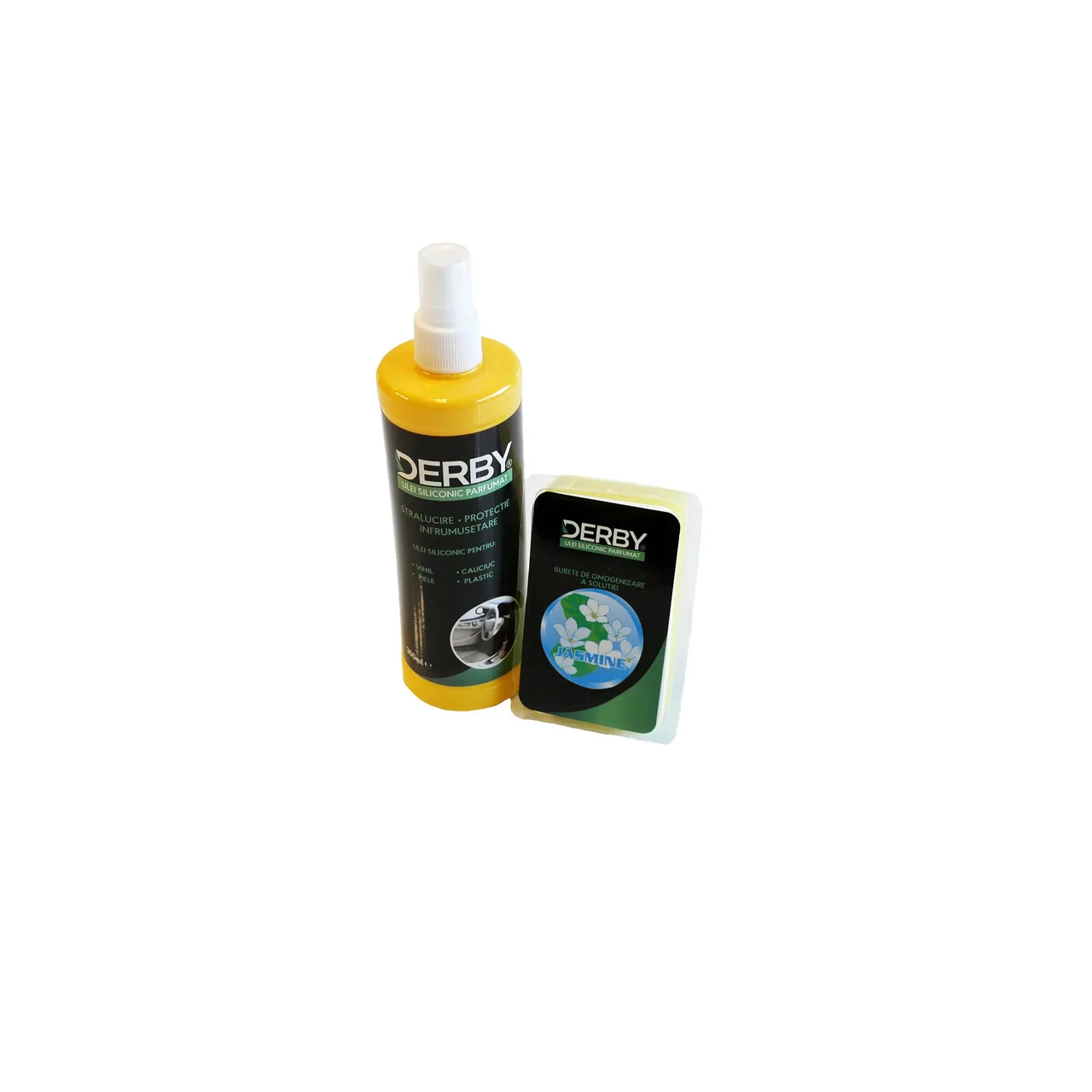 Curatare interior auto DERBY Ulei siliconic bord Iasomie 300 ml burete DBUS107, imagine produs