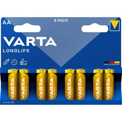 Baterii AA alcaline 1.5 V Varta Longlife 8 buc 4106101458, imagine produs