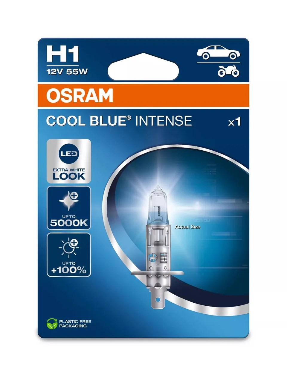 Bec H1 halogen Osram Cool Blue Intense Next Generation 12V P14.5s 4200 K 64150CBN1BL, imagine produs