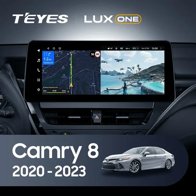 Navigatie auto android Teyes Lux One 360 pentru Toyota Camry 8 2020-2023 6GB RAM ecran 12.3 inch, imagine produs