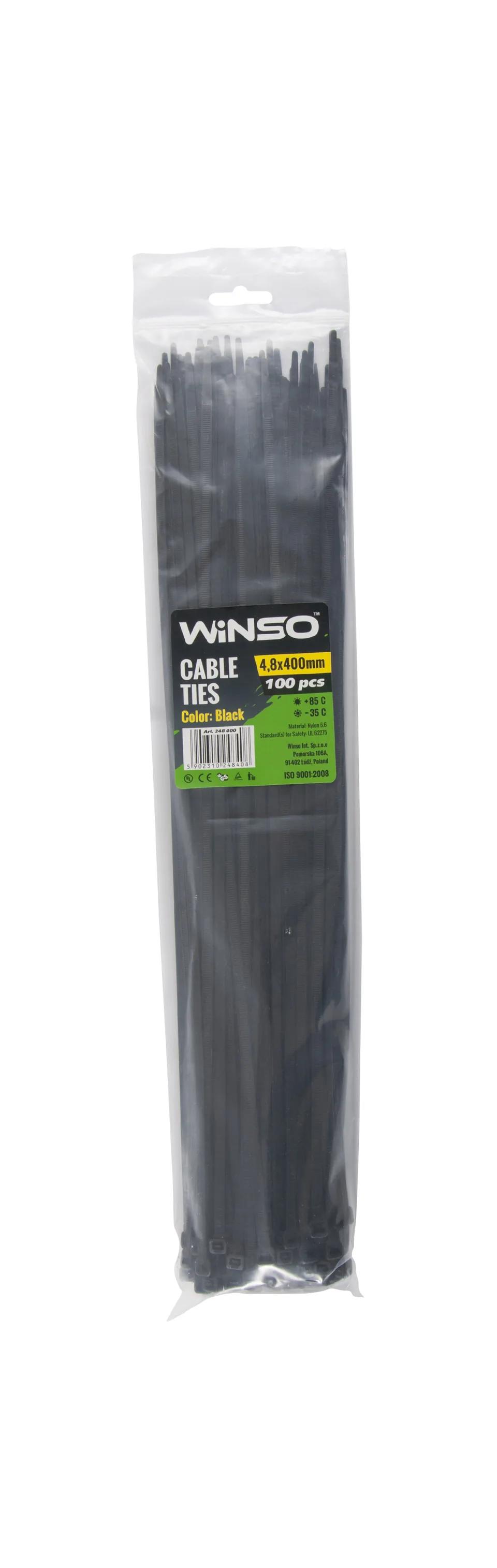 Coliere plastic negru 4.8x400 mm set 100 buc Winso 248400, imagine produs