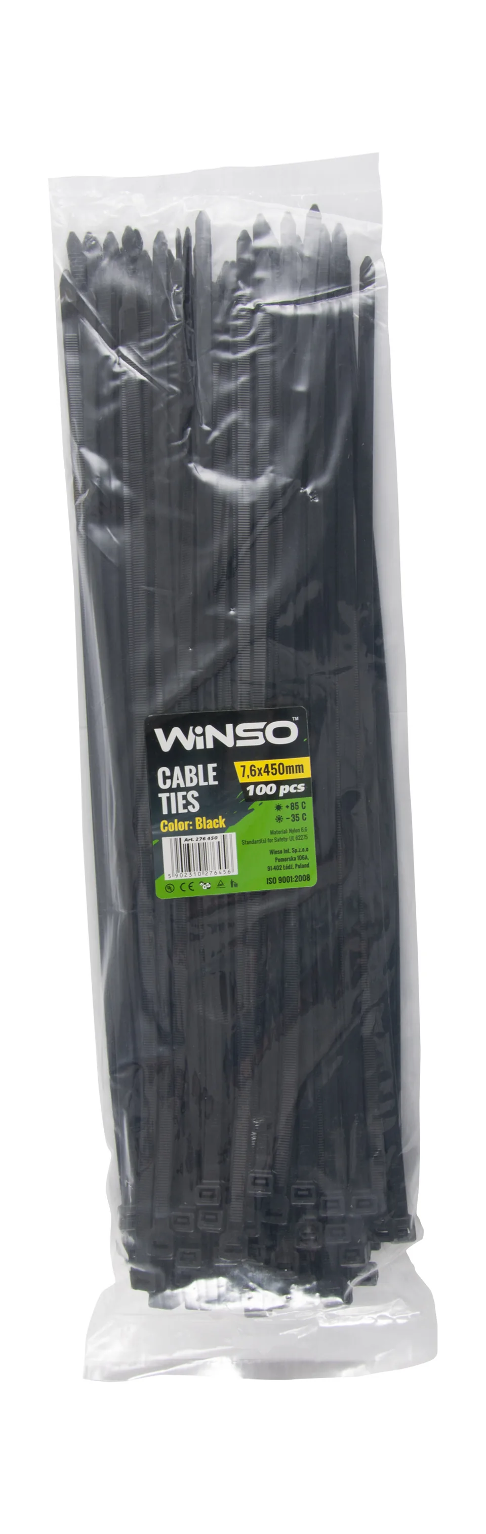 Coliere plastic 7,6x450 Negru Set 100 buc Winso 276450, imagine produs