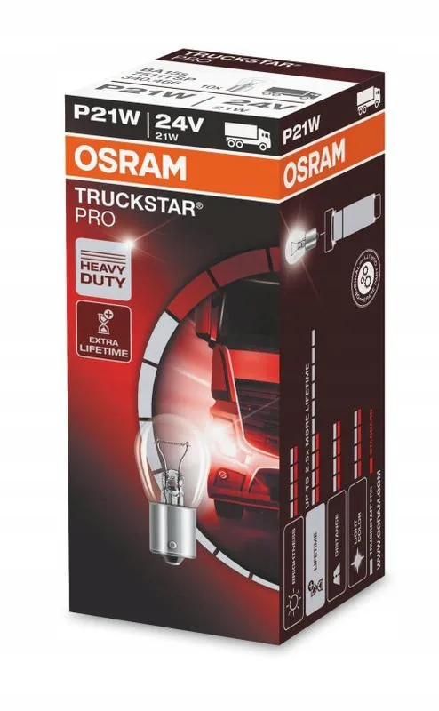 Becuri 24v camioane halogen Osram TruckStar PRO P21W 21W 7511TSP, imagine produs