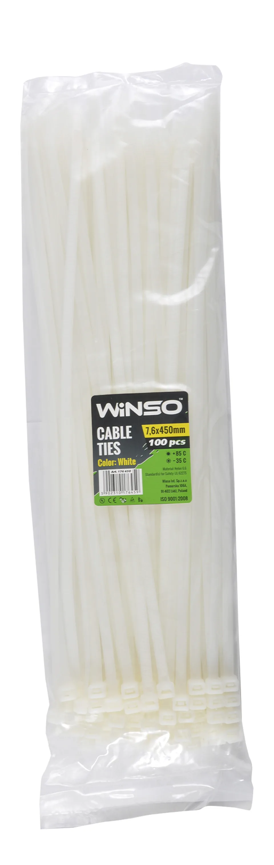 Coliere plastic alb 7.6x450 mm set 100 buc Winso 176450, imagine produs