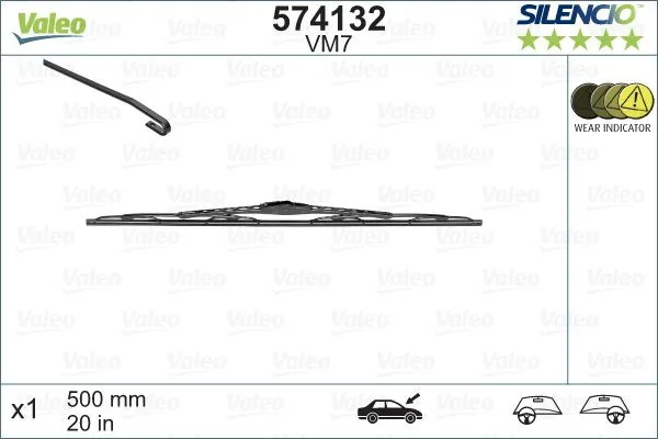 Stergator luneta cu rama 500 mm Valeo Silencio Performance 574132, imagine produs
