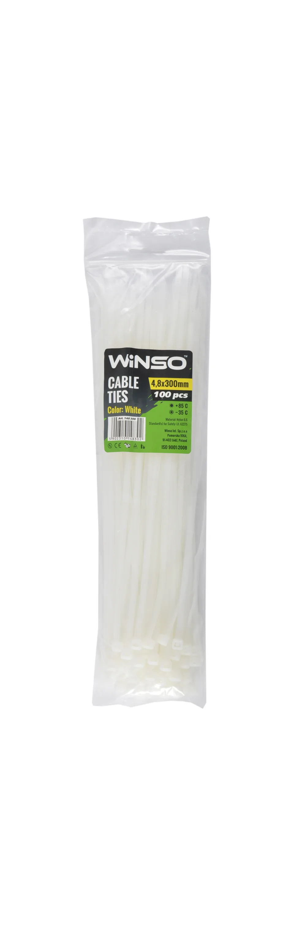 Coliere plastic alb 4.8x300 mm set 100 buc Winso 148300, imagine produs