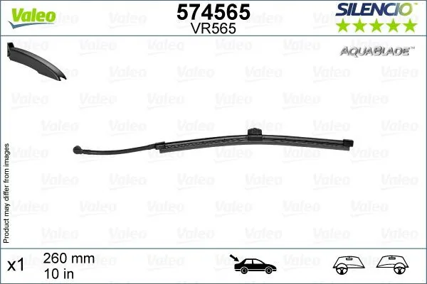 Stergator luneta Valeo Silencio AquaBlade 574565 fara rama 260 mm spate, imagine produs