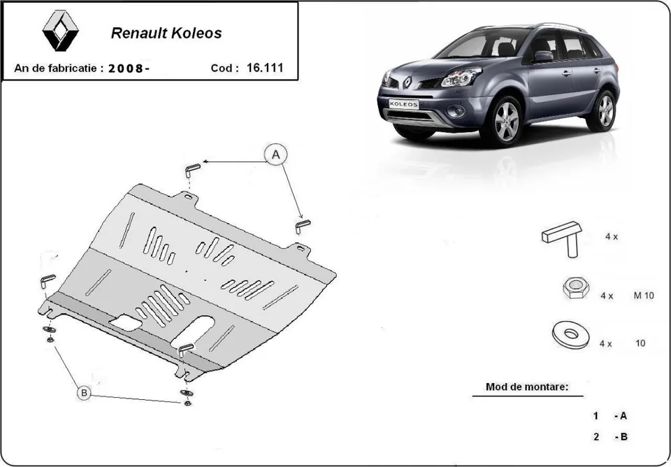 Scut metalic motor cutie de viteza 2 mm MTR MT1237 compatibil cu Nissan X-Trail T31 Renault Koleos, imagine produs