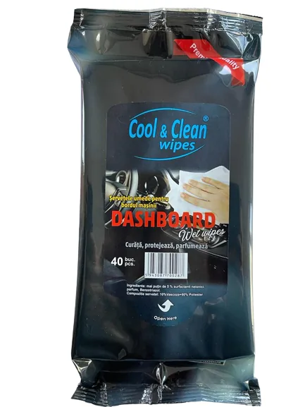 Servetele bord auto Cool&Clean Wipes 40 buc Ocean, imagine produs