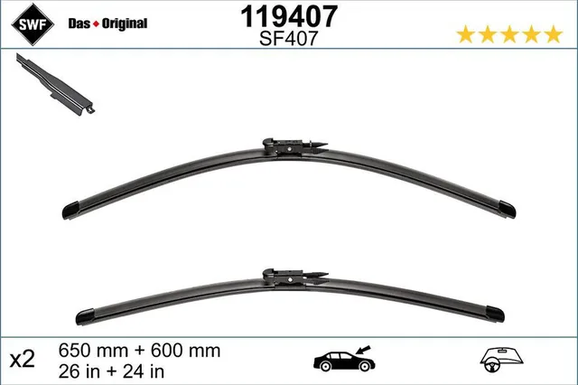 Stergatoare parbriz fara rama SWF 650 mm 600 mm 119407, imagine produs