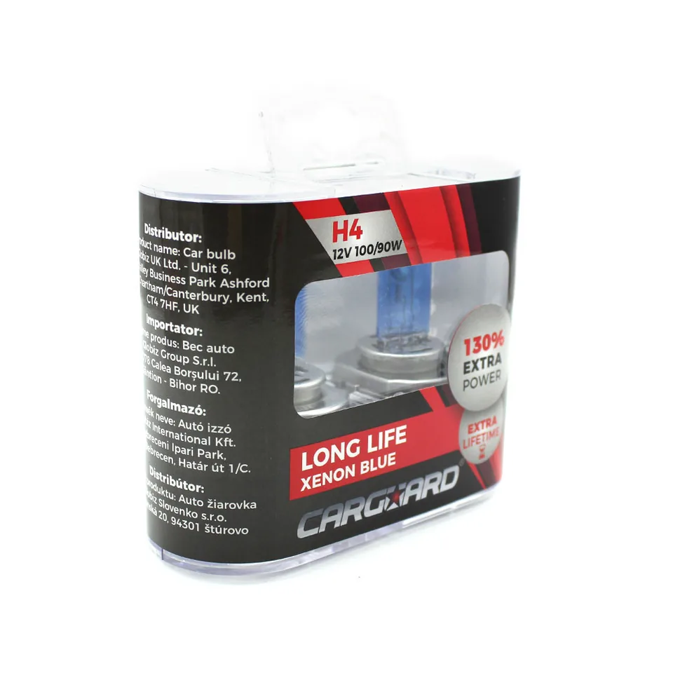 Becuri H4 halogen 12V 100/90W Alb Xenon Carguard Set 2 buc, imagine produs