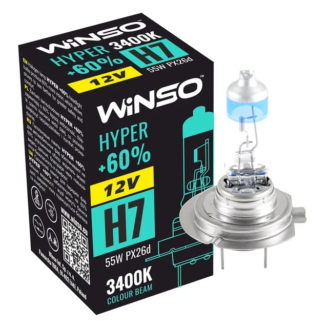 Bec H7 halogen 12V 55W 60% 3400K Winso Hyper PX26d, imagine produs