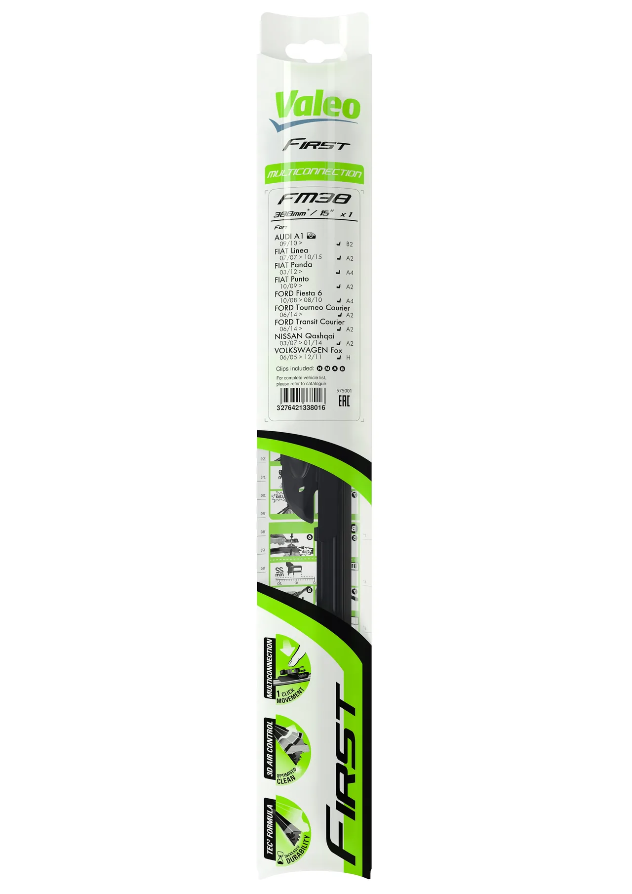 Stergator parbriz fara rama First Multiconnection 380 mm Valeo 575001, imagine produs