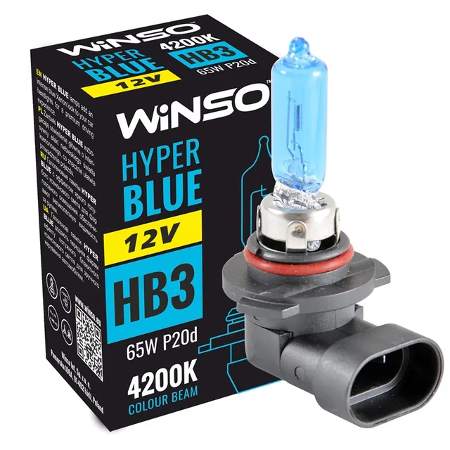 Bec halogen HB3 12V 65W 4200K Winso Hyper Blue P20d, imagine produs
