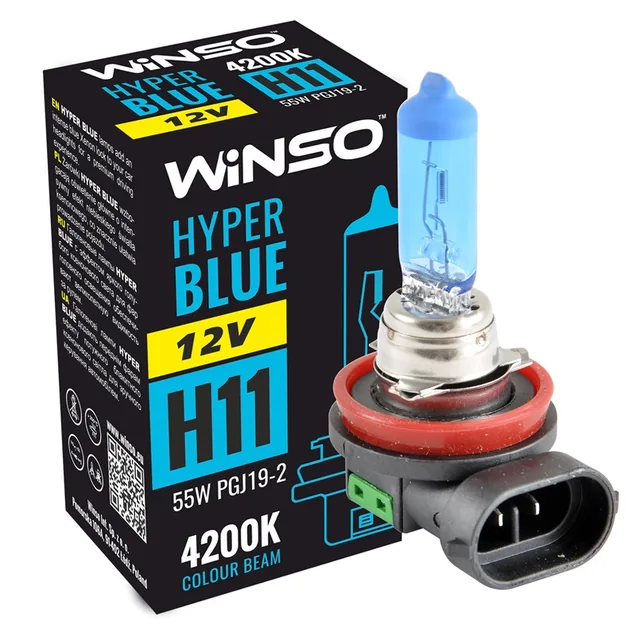 Bec halogen H11 12V 55W 4200K Winso Hyper Blue PGJ19-2, imagine produs