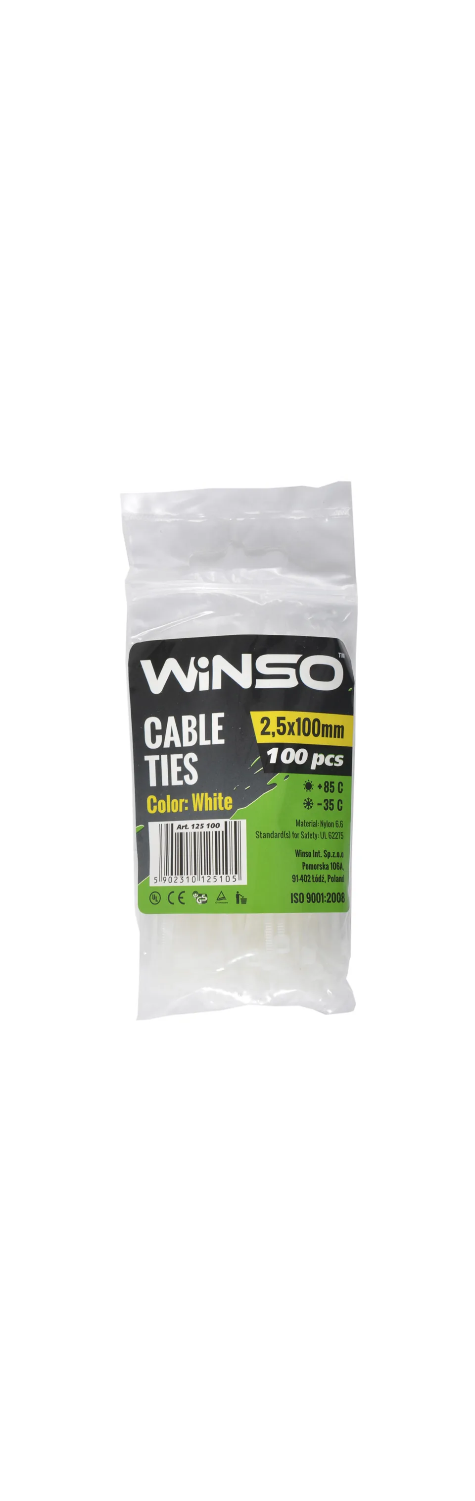 Coliere plastic alb 2.5x100 mm set 100 buc Winso 125100, imagine produs