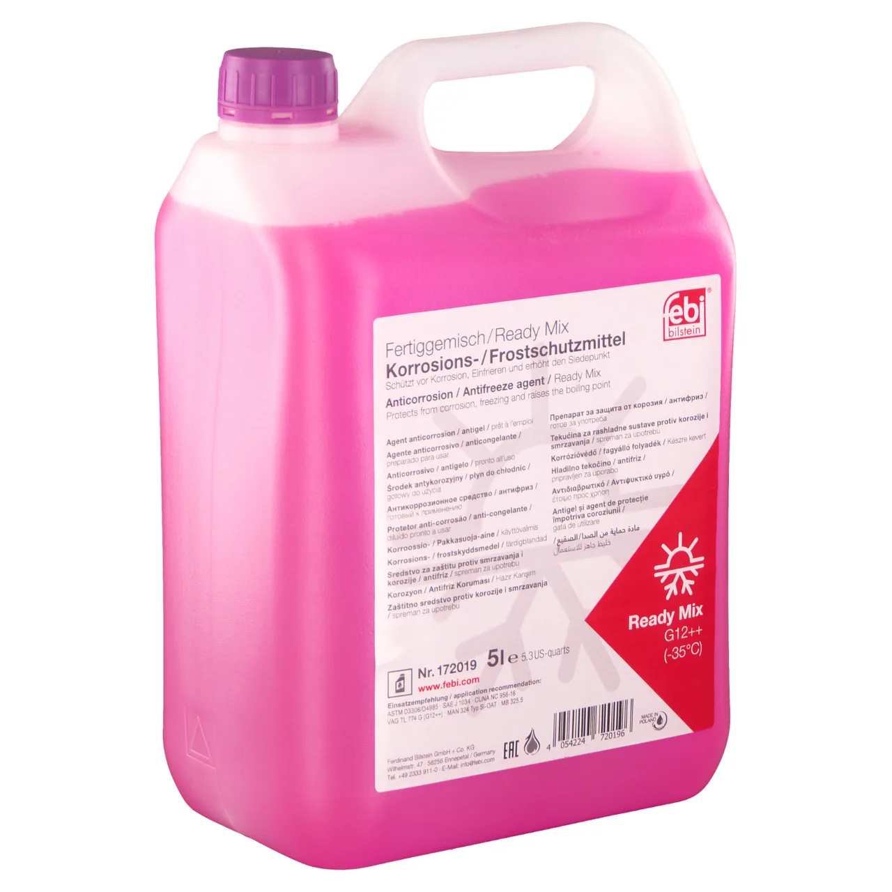 Antigel diluat violet Febi G12++ -35C 5 L, imagine produs