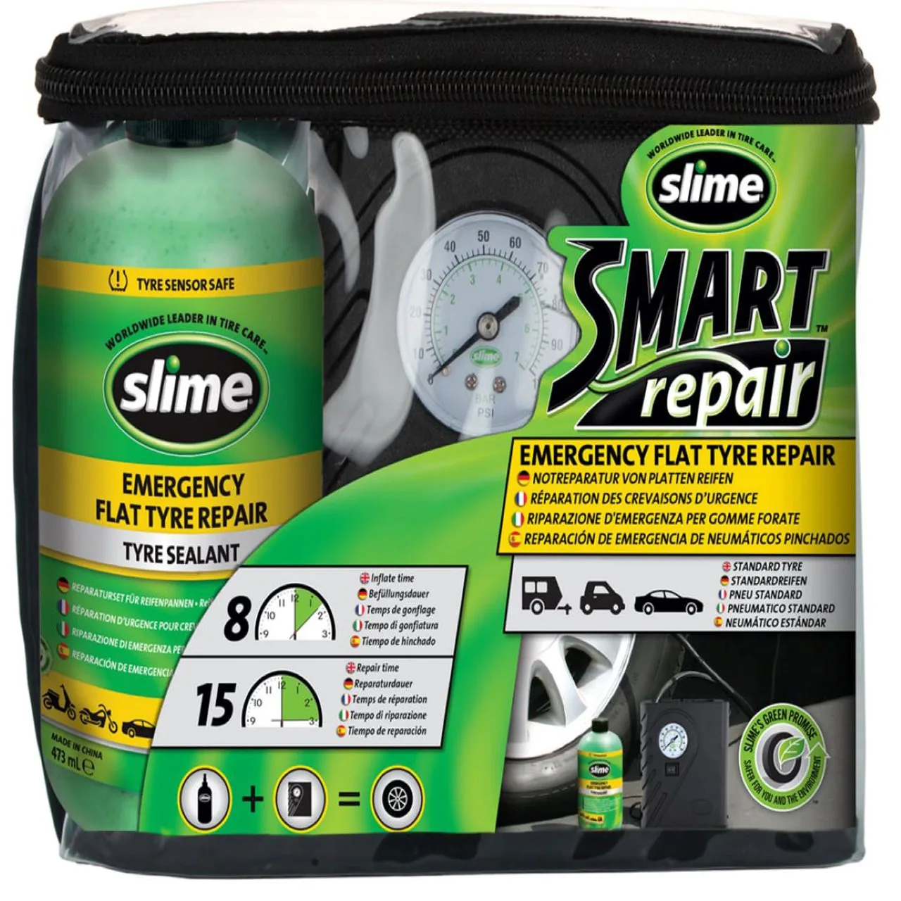 Kit pana auto pachet manual cu compresor 473 ml Slime 81554 12199092, imagine produs