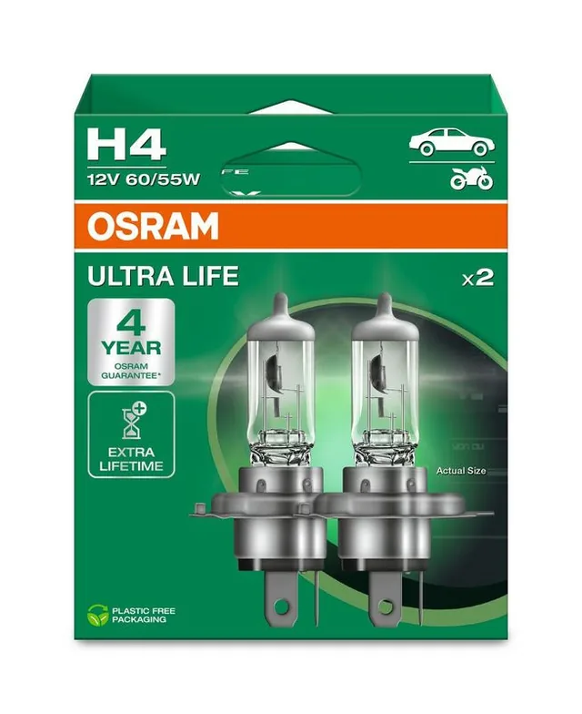 Bec H4 halogen Osram Ultra Life 12V 60/55W set 2 buc 64193ULT2HB, imagine produs