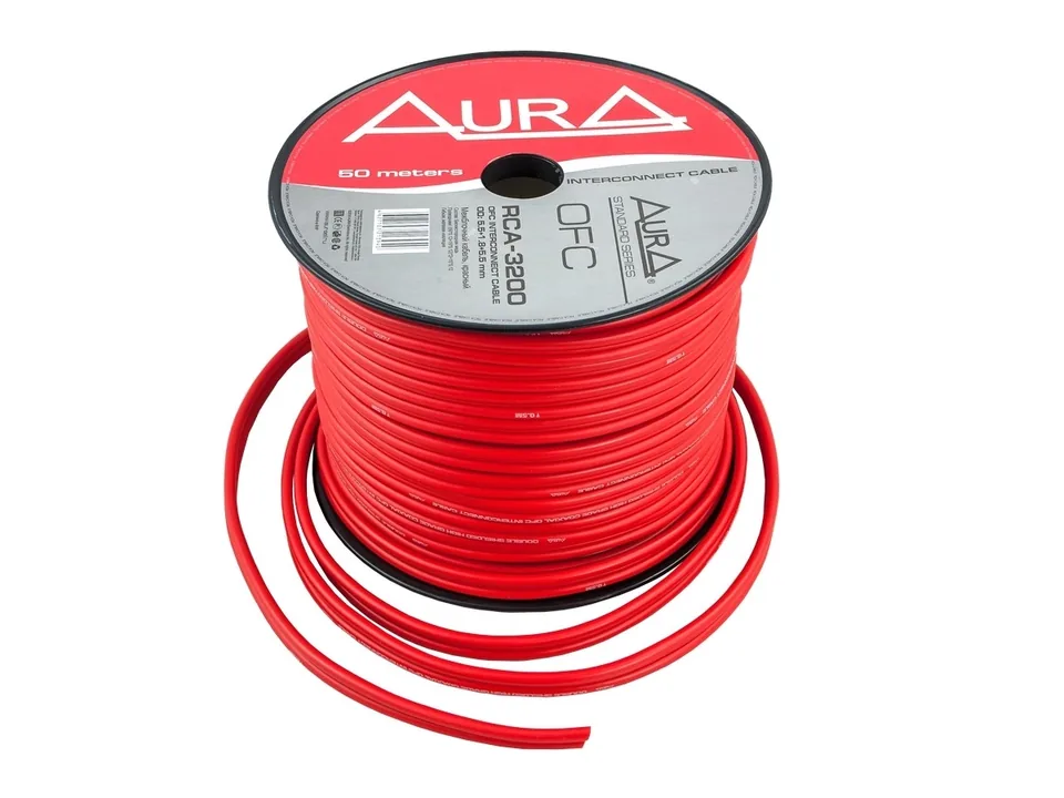 Cablu RCA coaxial Aura RCA-3200 2 canale OFC metru liniar rosu, imagine produs