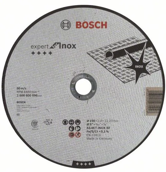 Disc de taiere drept 230 mm Expert pentru Inox Bosch 2608600096, imagine produs