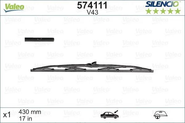 Stergator luneta cu rama 430 mm Valeo Silencio 574111, imagine produs