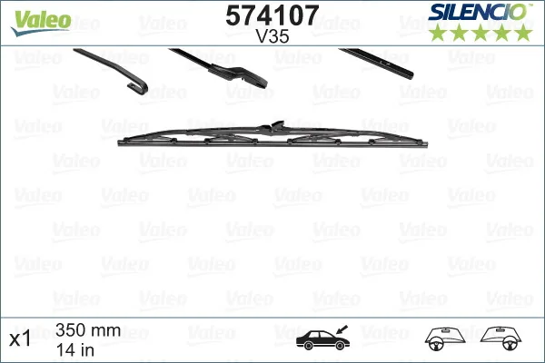 Stergator parbriz cu rama 35 cm Valeo Silencio 574107 350 mm, imagine produs