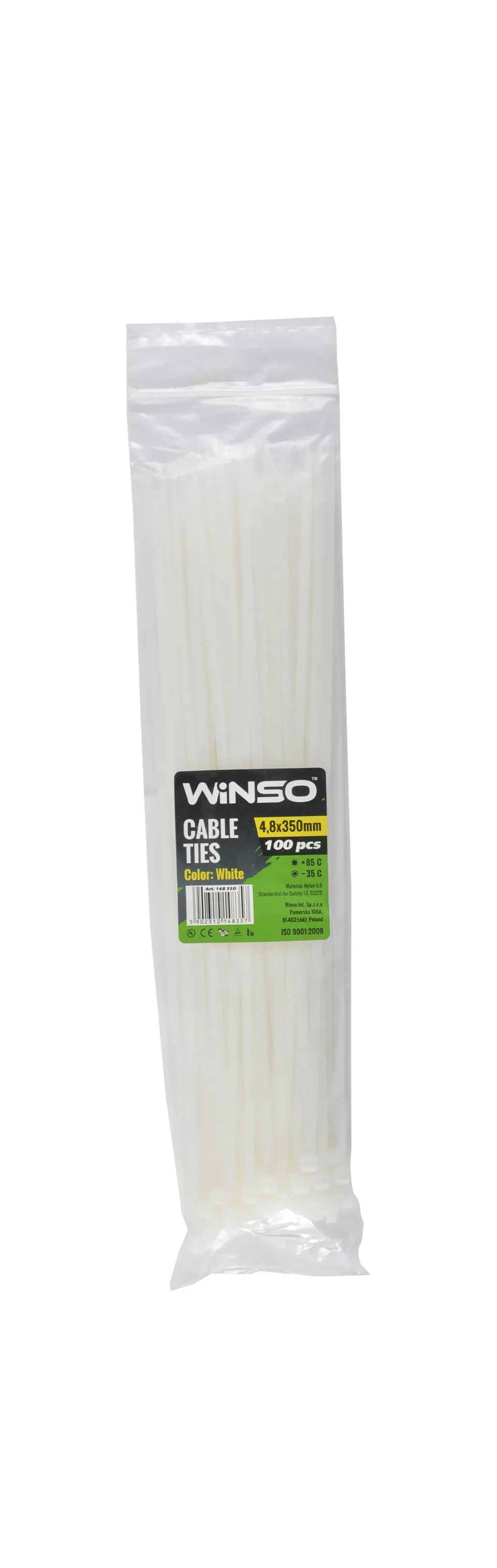 Coliere plastic alb 4.8x350 mm set 100 buc Winso 148350, imagine produs