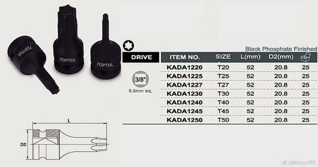 Surubelnita de impact bit 3/8 T27 Toptul KADA1227, imagine produs