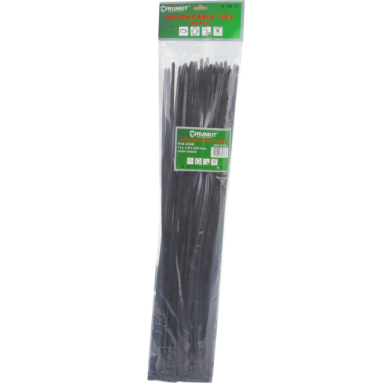 Coliere plastic 4.8 x 430 mm negru set 100 buc MTR R48430B, imagine produs