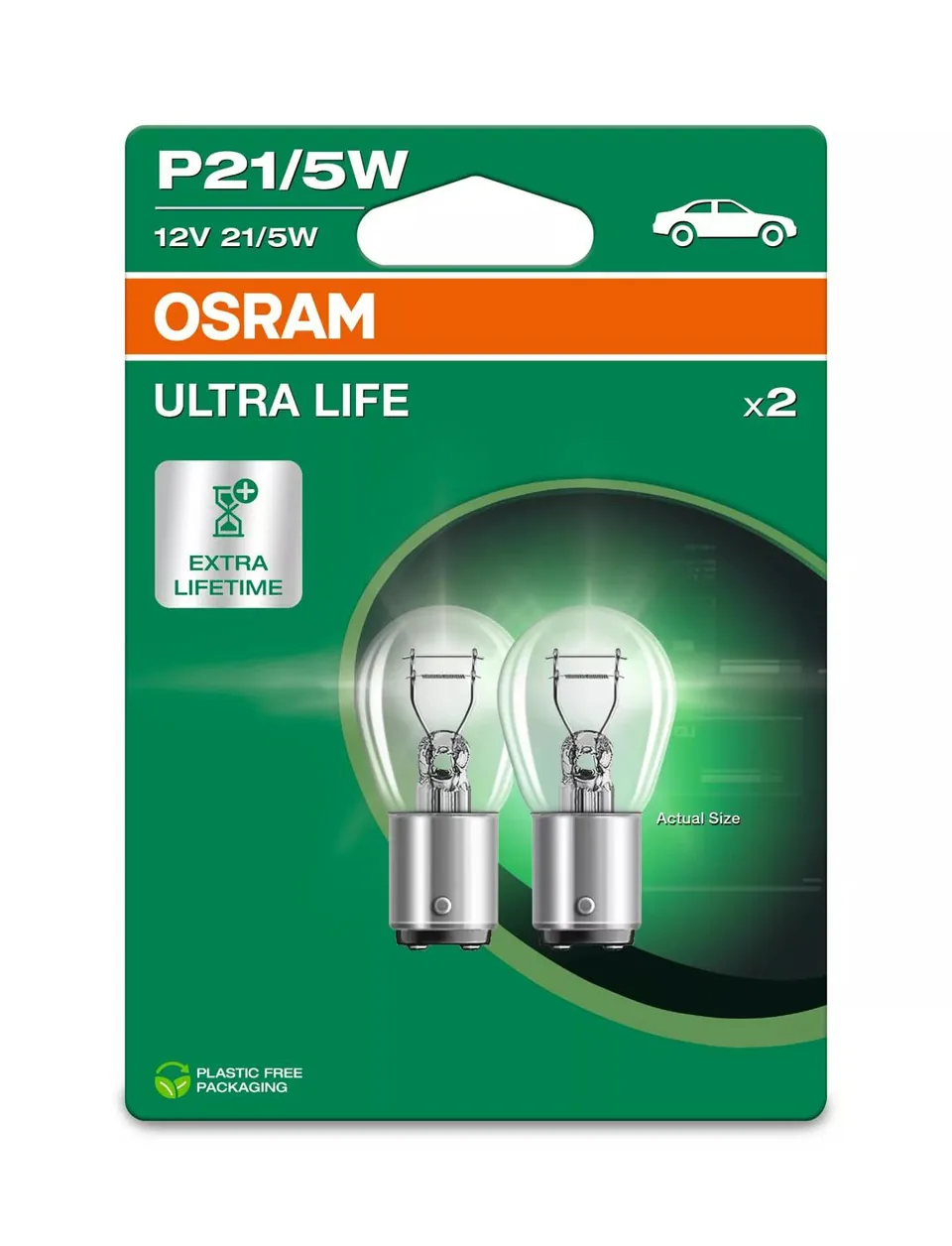 Becuri P21/5W Ultra Life 12V BAY15d set Osram 7528ULT2BL, imagine produs
