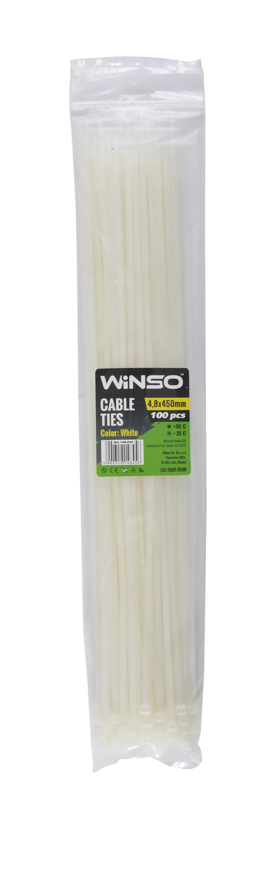 Coliere plastic alb 4.8x450 mm set 100 buc Winso 148450, imagine produs