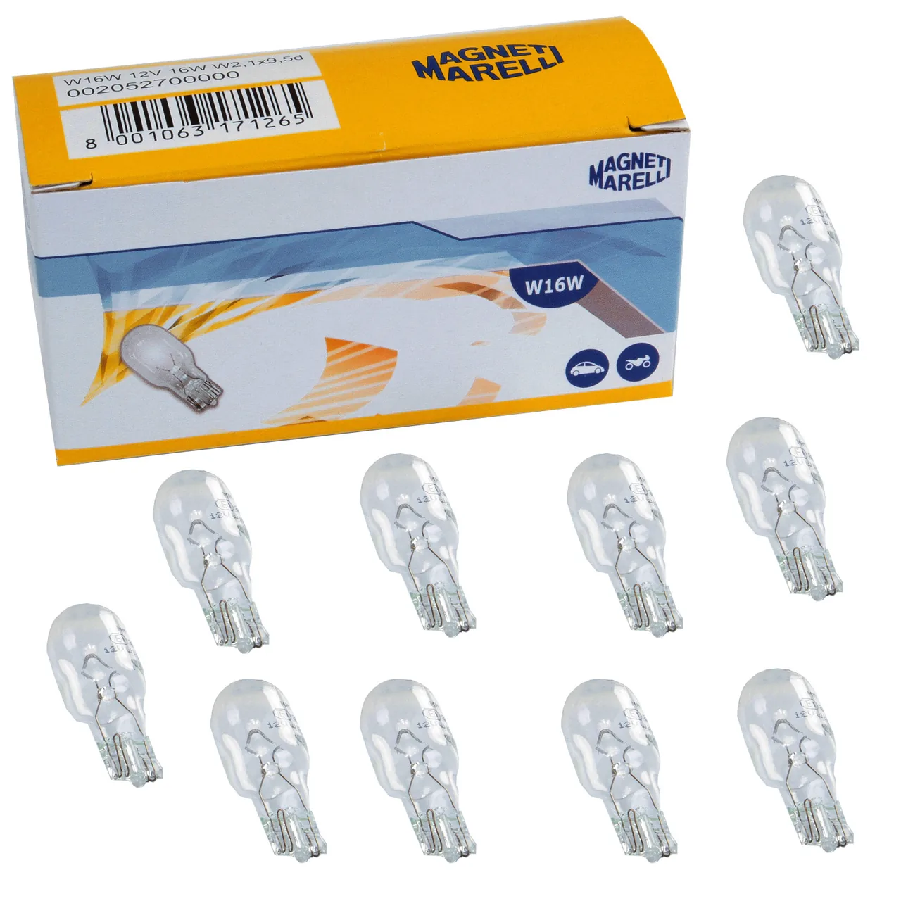 Bec halogen T15 W16W Magneti Marelli 12V 16W W2,1x9,5d 002052700000, imagine produs