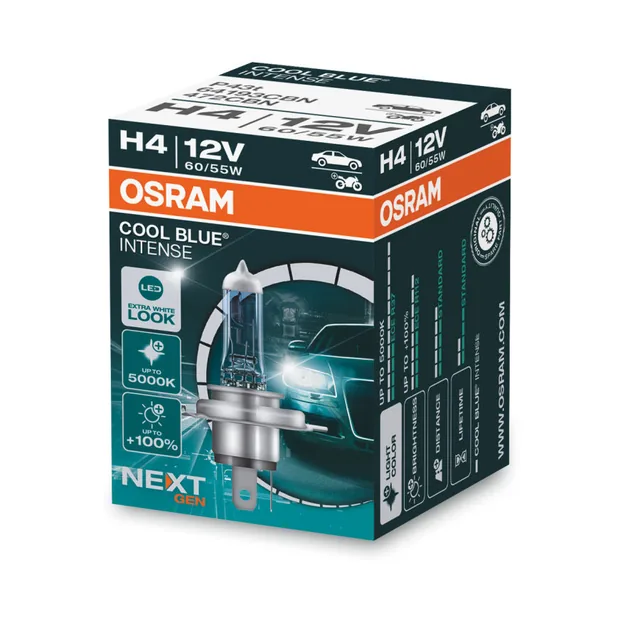 Bec H4 halogen 12V 60/55W P43t Osram Cool Blue Intense 64193CBN, imagine produs